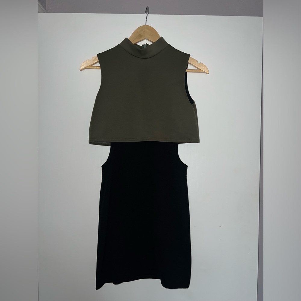 Rare London olive/black cut out bodycon dress